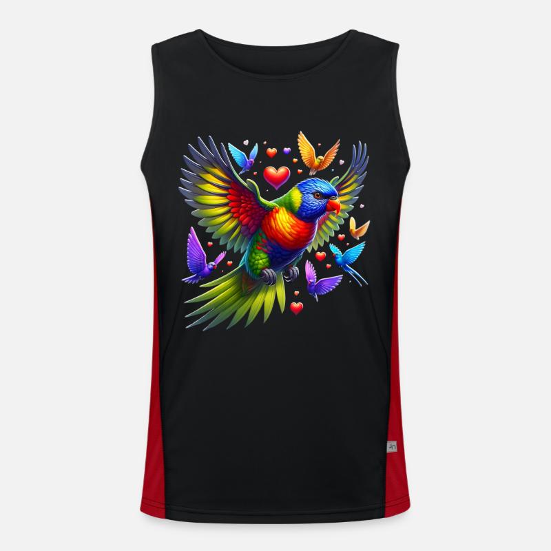 Rainbow lorikeet - Men's Functional Contrast Tank Top  - black/red