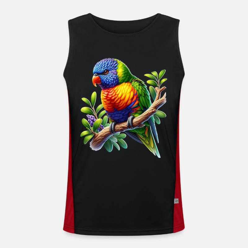 Rainbow lorikeet - Men's Functional Contrast Tank Top  - black/red