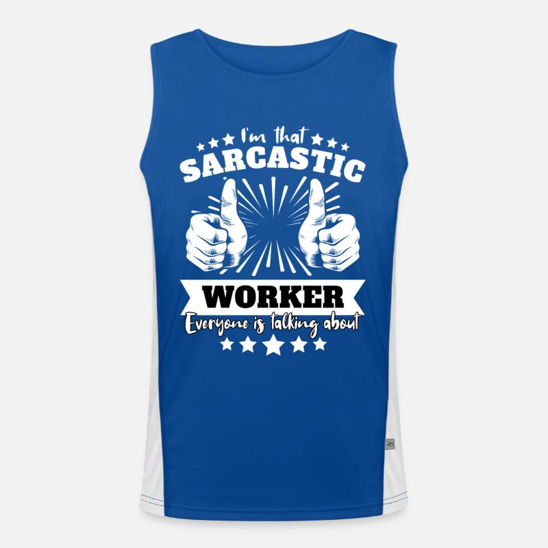Sarkastischer Arbeiter Sarkasmus Funktionelles Kontrast-Tank Top für Männer 
