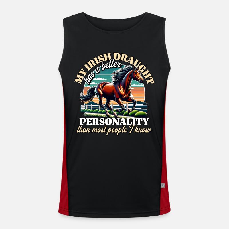 Irisches Zugpferd Sprüche Irish Draught Funktionelles Kontrast-Tank Top für Männer 