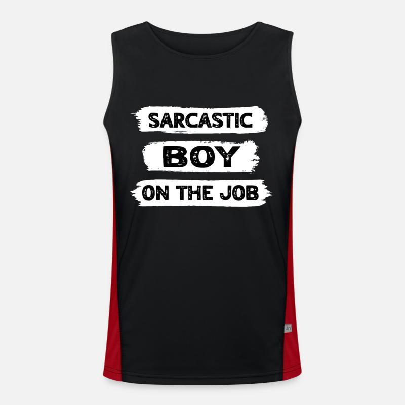 Sarcasm Boy - Men's Functional Contrast Tank Top  - black/red
