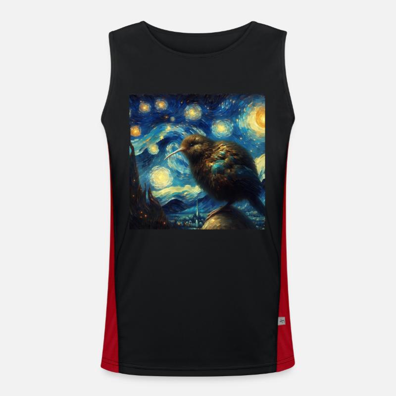 Kiwi Bird Starry Night Funktionelles Kontrast-Tank Top für Männer 