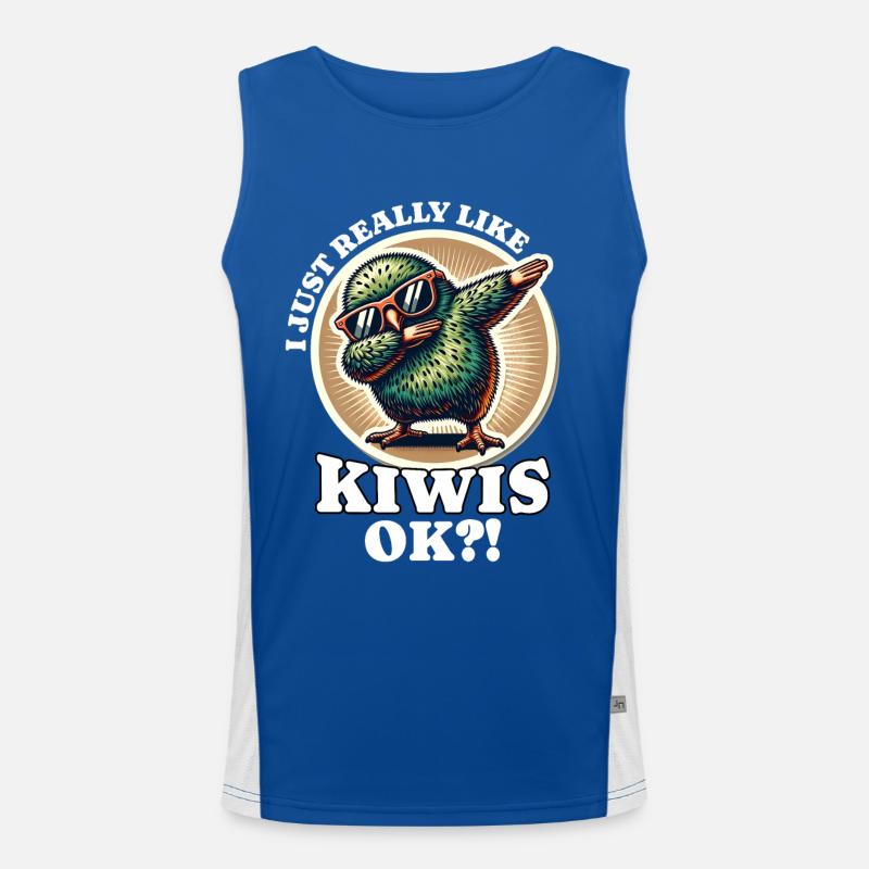 Ich Liebe Kiwi Vogel Spruch Funktionelles Kontrast-Tank Top für Männer 