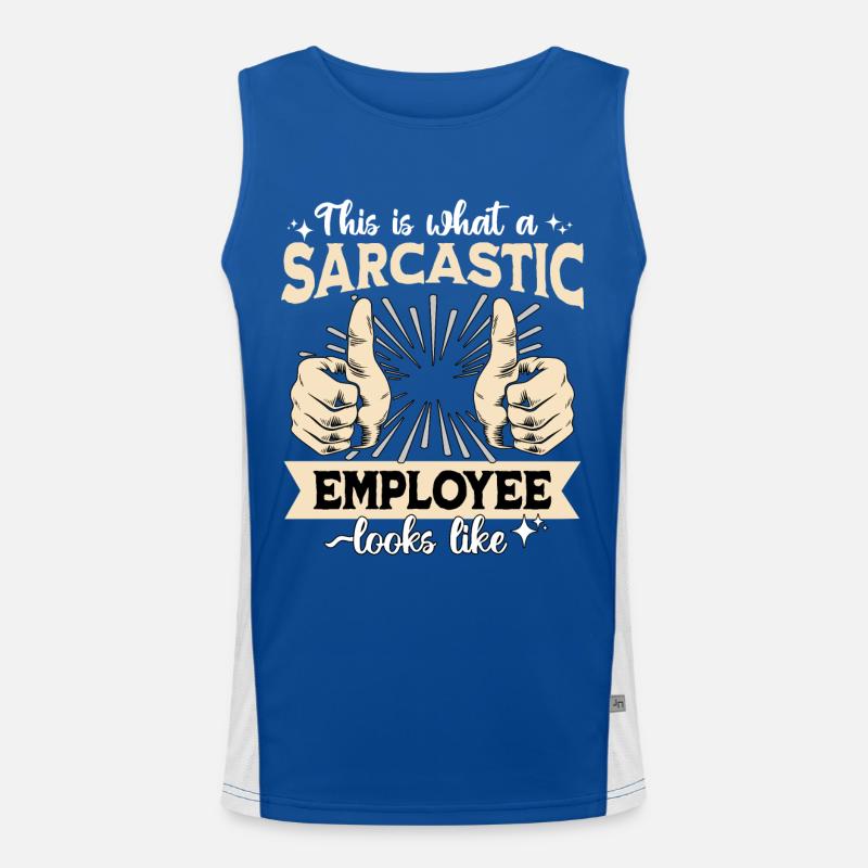 Sarkastischer Mitarbeiter Sarkasmus Funktionelles Kontrast-Tank Top für Männer 