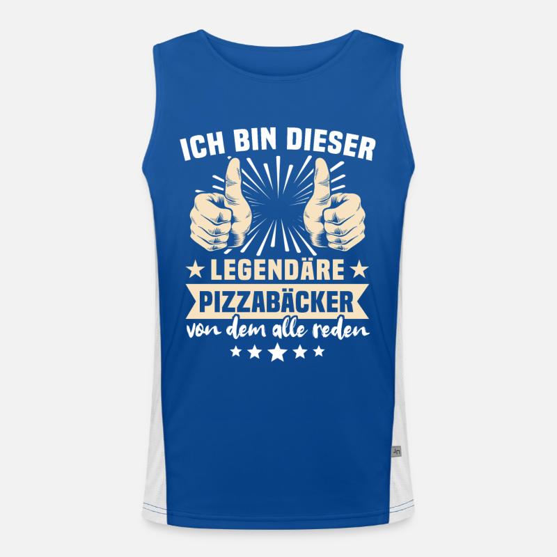 Pizzabäcker Sprüche Funktionelles Kontrast-Tank Top für Männer 