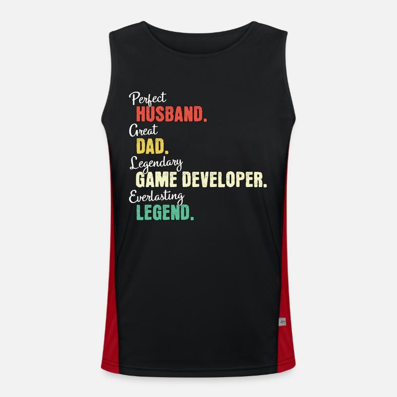 Game Developer Dad - Men's Functional Contrast Tank Top  - black/red