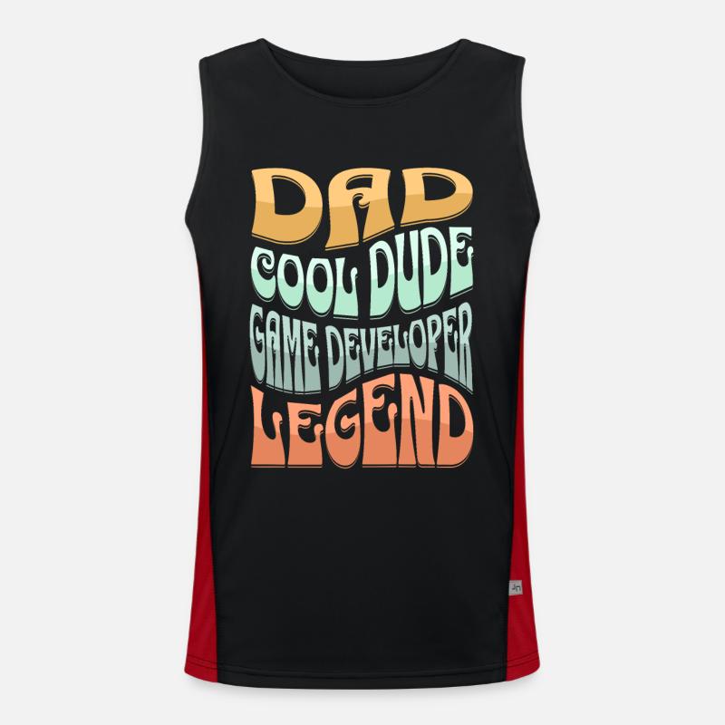 Dad Game Developer - Men's Functional Contrast Tank Top  - black/red