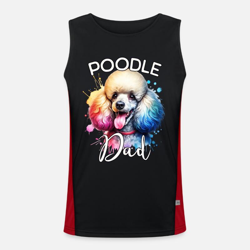 Poodle Dad - Men's Functional Contrast Tank Top  - black/red