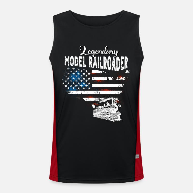 Model Railroader US - Men's Functional Contrast Tank Top  - black/red