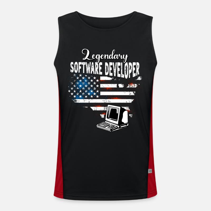 Software Developer US - Men's Functional Contrast Tank Top  - black/red