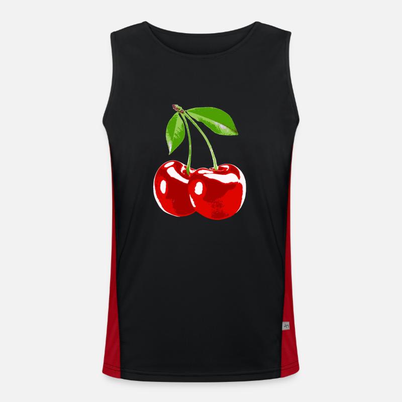 Cherry Kirsche Obst Ernte Funktionelles Kontrast-Tank Top für Männer 