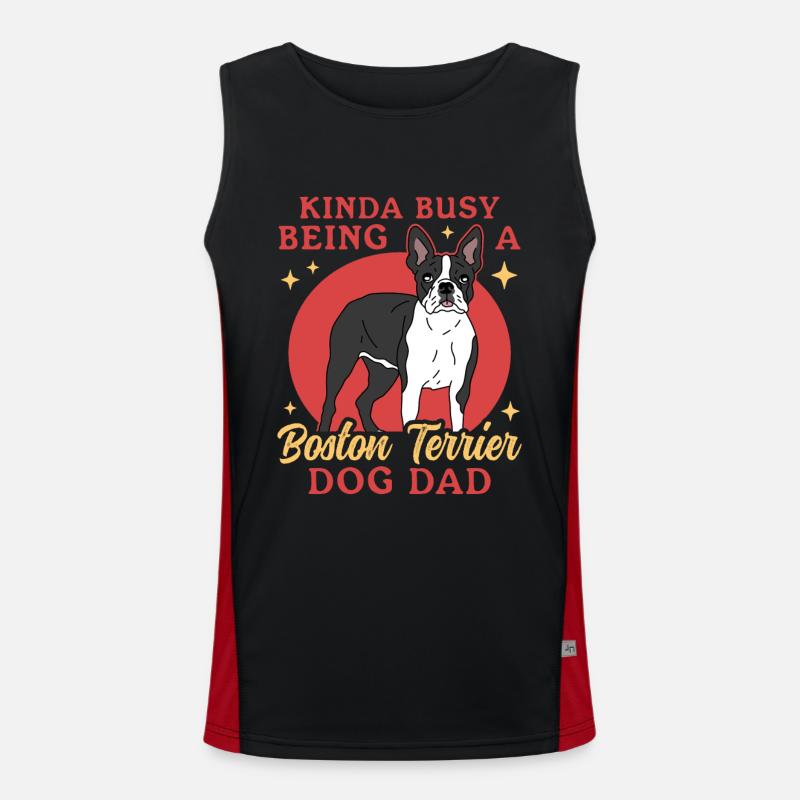 Boston Terrier Dad Hundebesitzer Hunde Geschenk Funktionelles Kontrast-Tank Top für Männer 