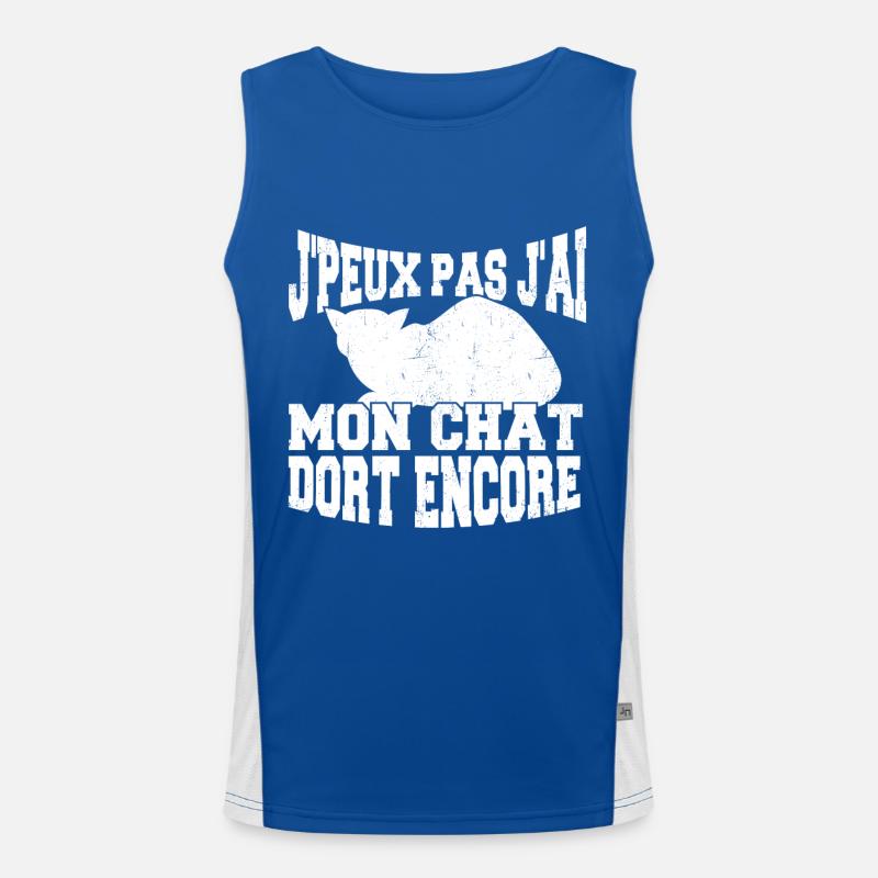 J'Peux Pas J'ai Mon Chat Dort Encore Débardeur respirant contrasté Homme 