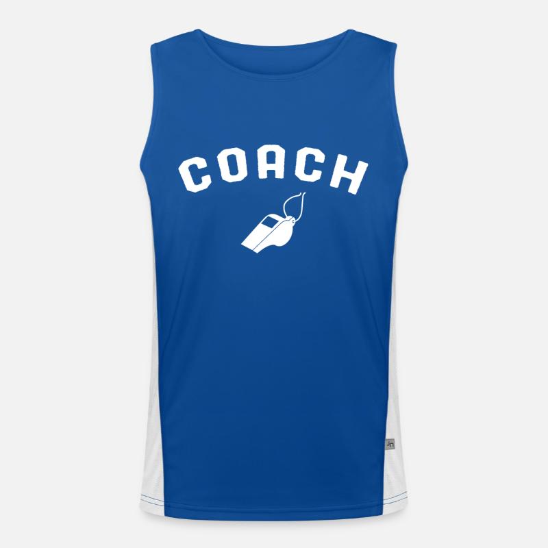 Trainer mit Whistle Geschenkidee Funny Coach Funktionelles Kontrast-Tank Top für Männer 