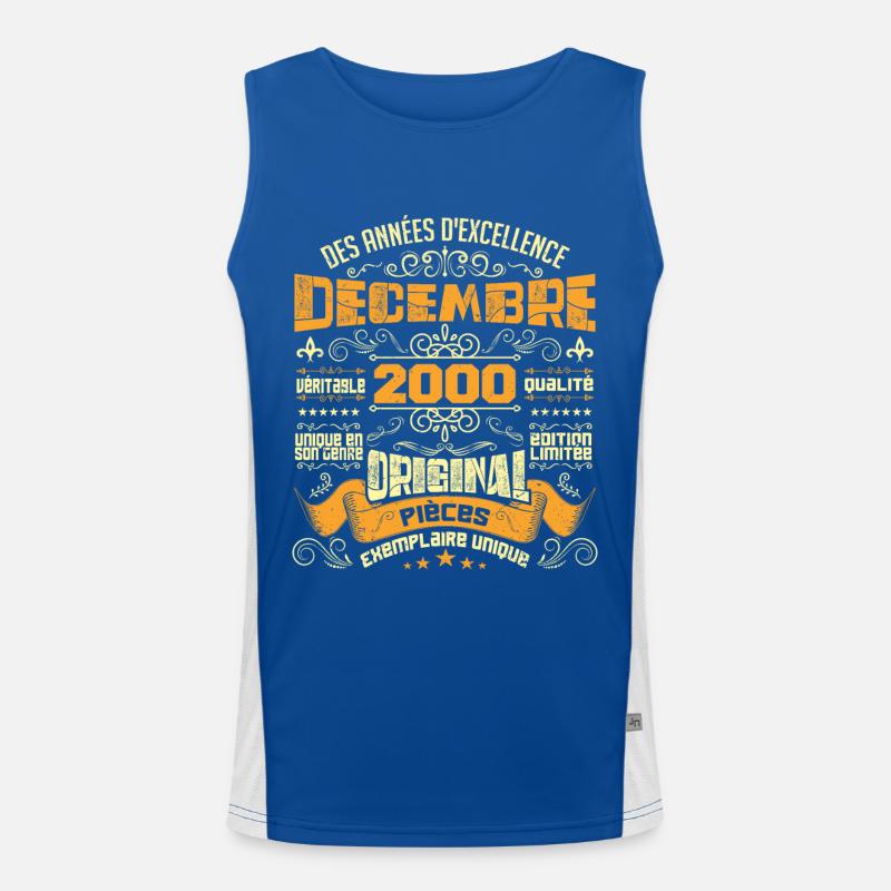 VINTAGE DÉCEMBRE 2000 ORIGINAL PIÈCES Débardeur respirant contrasté Homme 