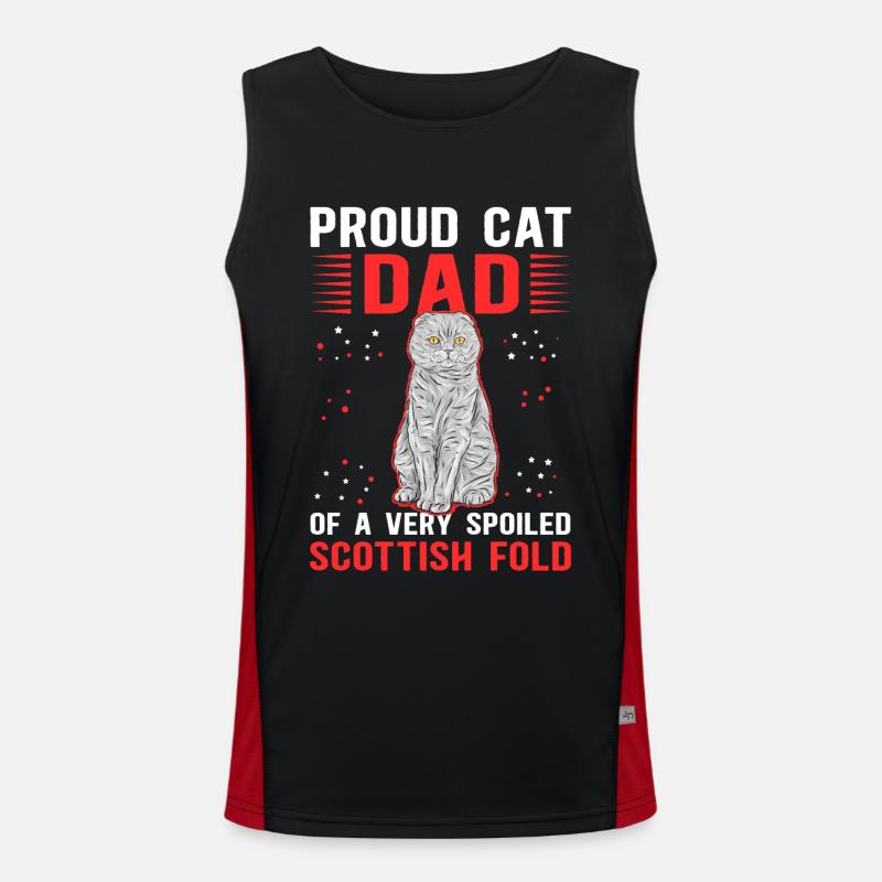 Scottish Fold-eared Cat Dad Cat Gift Men's Functional Contrast Tank Top 