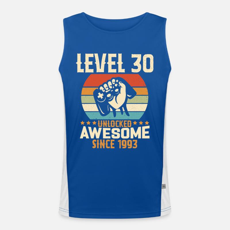 Level 30 Year Unlock Gaming Birthday Gift Men's Functional Contrast Tank Top 