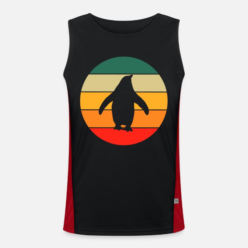 Retro Pinguin Funktionelles Kontrast-Tank Top für Männer 