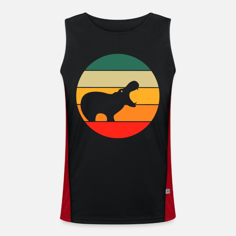 Retro Hippo Nilpferd Funktionelles Kontrast-Tank Top für Männer 