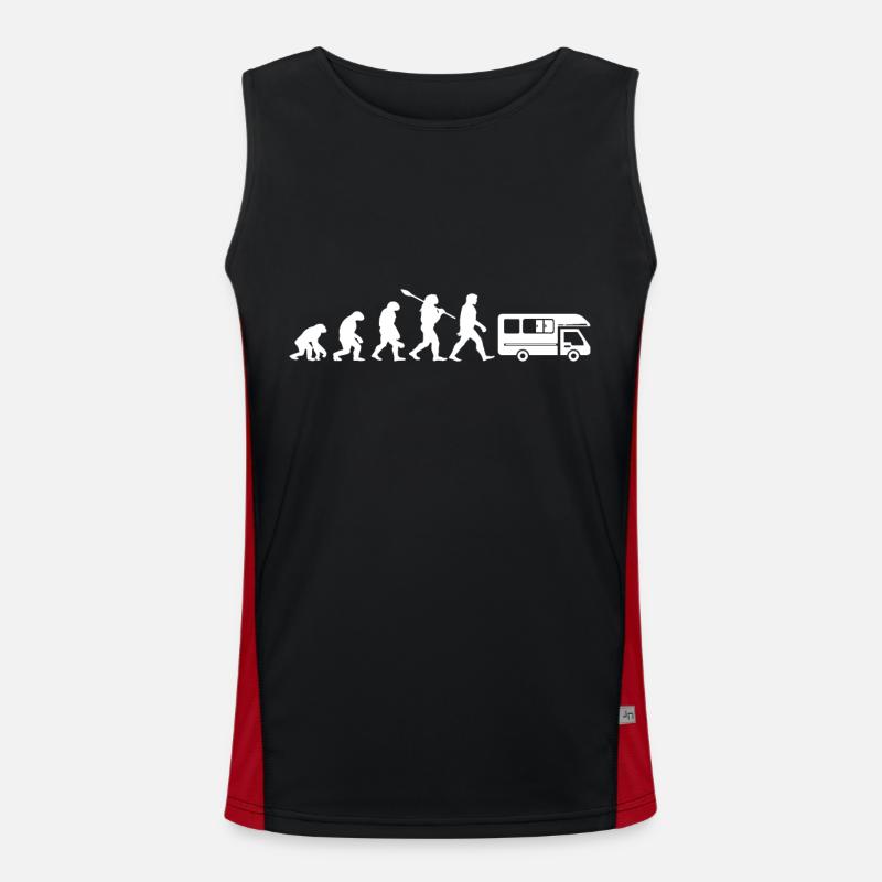 Evolution Camping Car Humor Geschenk Funktionelles Kontrast-Tank Top für Männer 