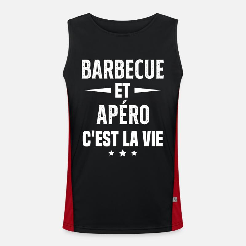 Barbecue et apéro c'est la vie vacances d'été Débardeur respirant contrasté Homme 