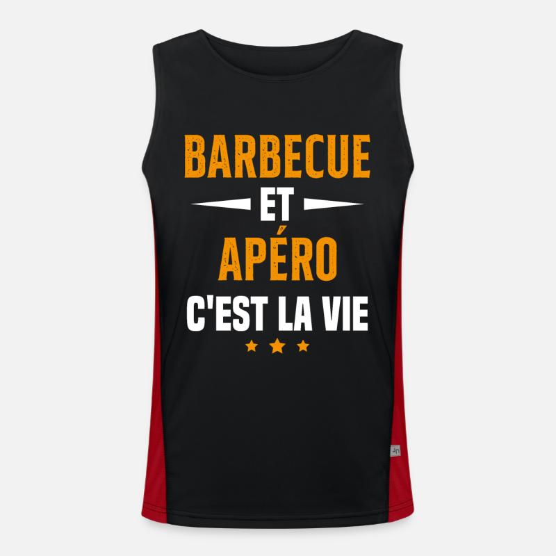 Barbecue et apéro c'est la vie vacances d'été Débardeur respirant contrasté Homme 