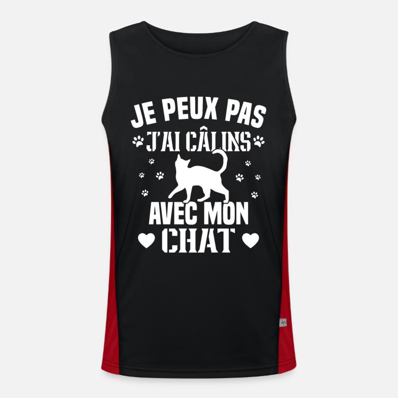 je peux pas j'ai câlins avec mon chat Cadeau Débardeur respirant contrasté Homme 