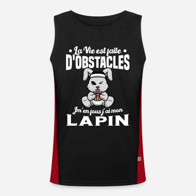 La Vie est faite d'obstacles j'ai mon Lapin Cadeau Débardeur respirant contrasté Homme 