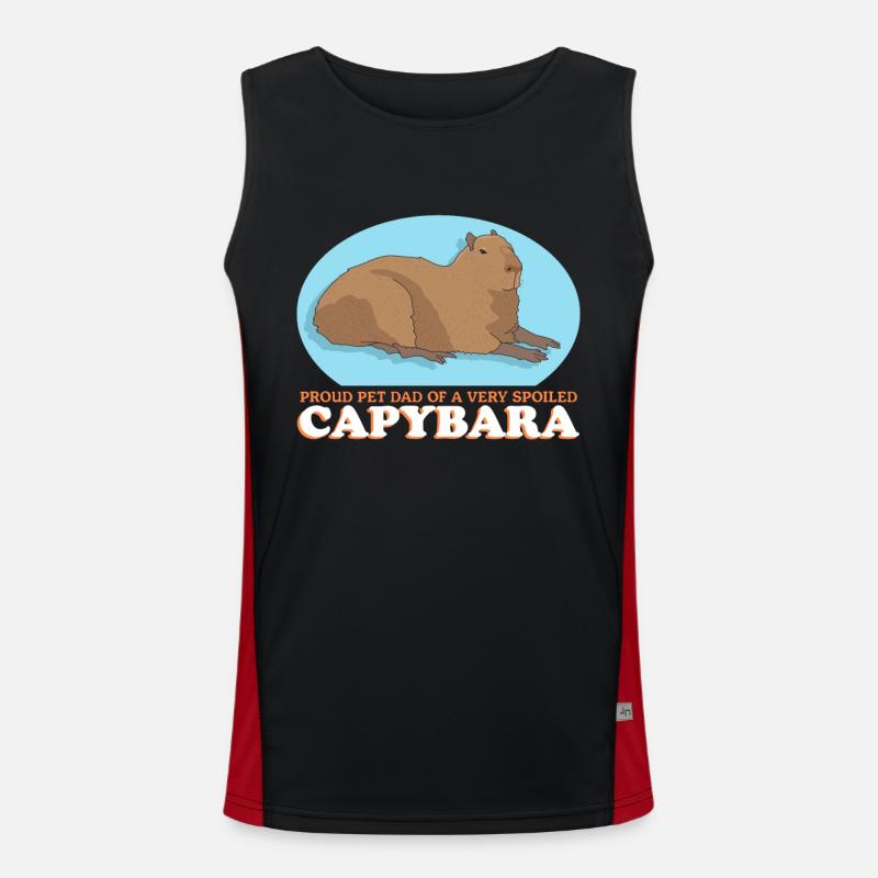 Capybara Dad Capybaras Gift - Men's Functional Contrast Tank Top  - black/red