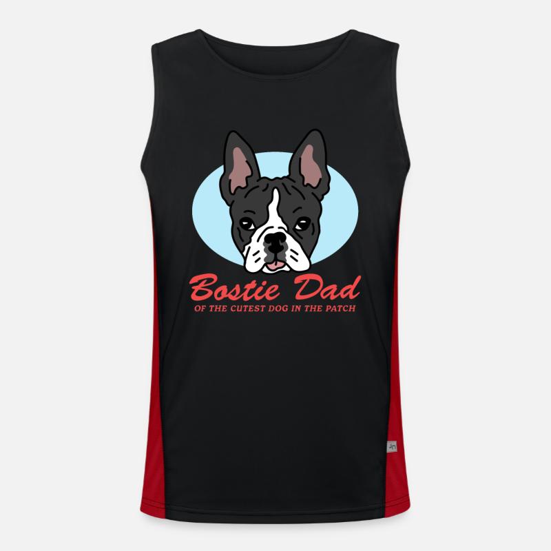 Boston Terrier Dad Hunde Hundebesitzer Geschenk Funktionelles Kontrast-Tank Top für Männer 