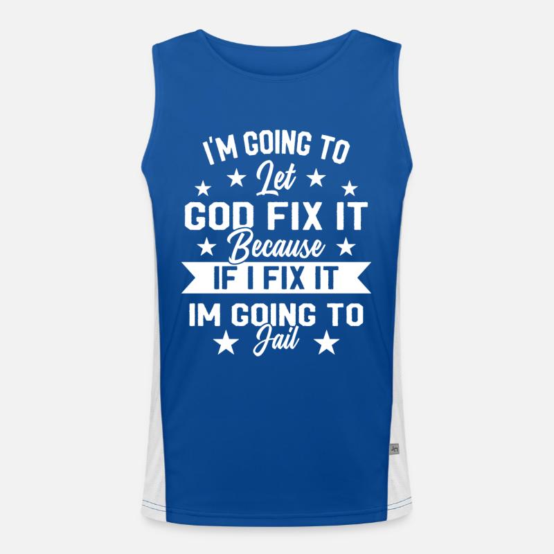 Ich werde Gott das Humorproblem beheben lassen Funktionelles Kontrast-Tank Top für Männer 