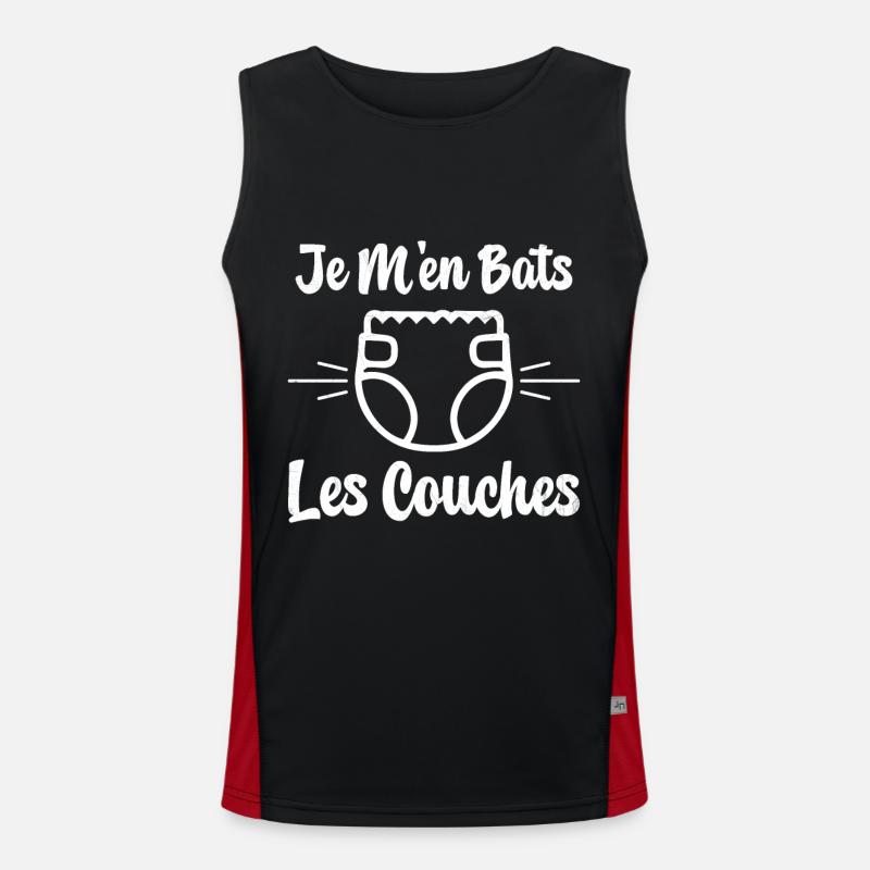 Je M'en Bats Les Couches Cadeau Body Fun Enceinte Débardeur respirant contrasté Homme 