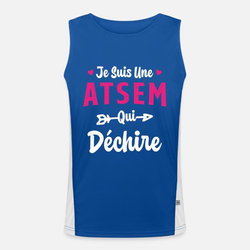 Je suis une ATSEM qui déchire Idée Cadeau Atsem Débardeur respirant contrasté Homme 