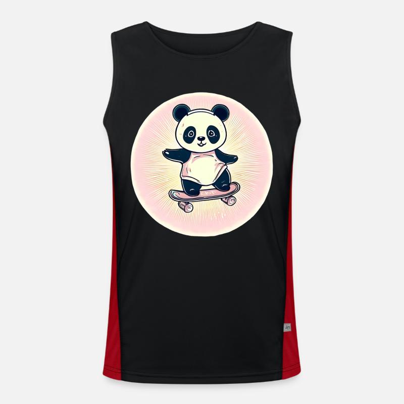Skateboard panda in sunset - Men's Functional Contrast Tank Top - black/red