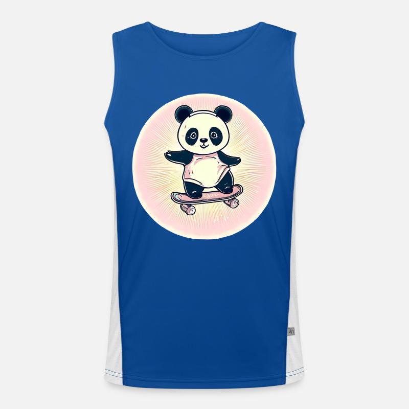 Skateboard panda in sunset Men's Functional Contrast Tank Top 