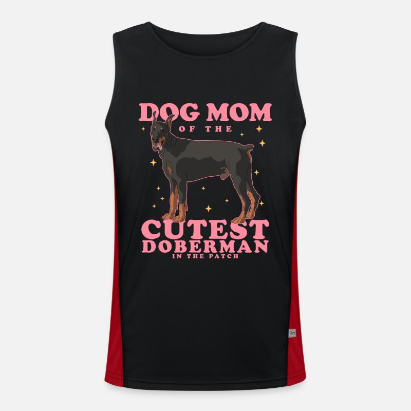 Dobermann Mom | Hundemama Hundebesitzer Geschenk Funktionelles Kontrast-Tank Top für Männer 