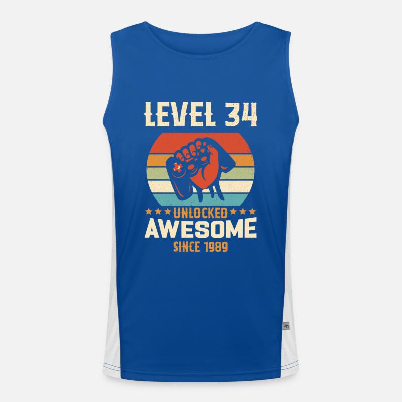Level 34 complete 1989 Birthday Gift Men's Functional Contrast Tank Top 
