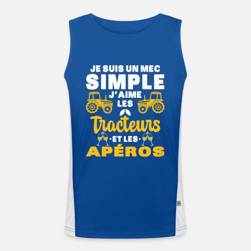 Mec Simple Tracteur Apéro Farmer Fermier Bière Débardeur respirant contrasté Homme 