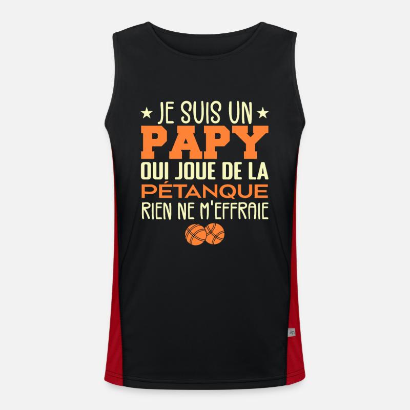 Papy Pétanque Cadeau Pétanque Citations Débardeur respirant contrasté Homme 
