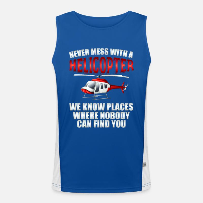 Helicopter Airplane Pilot Flight Gift Men's Functional Contrast Tank Top 