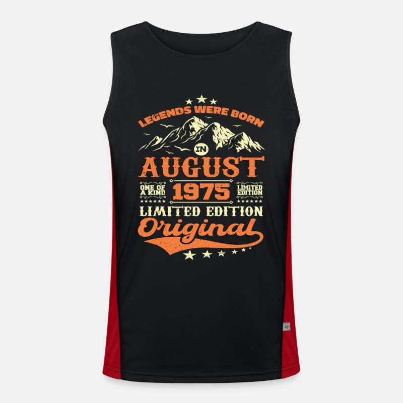 August 1975 Geburtstag 1975 Legenden August Funktionelles Kontrast-Tank Top für Männer 