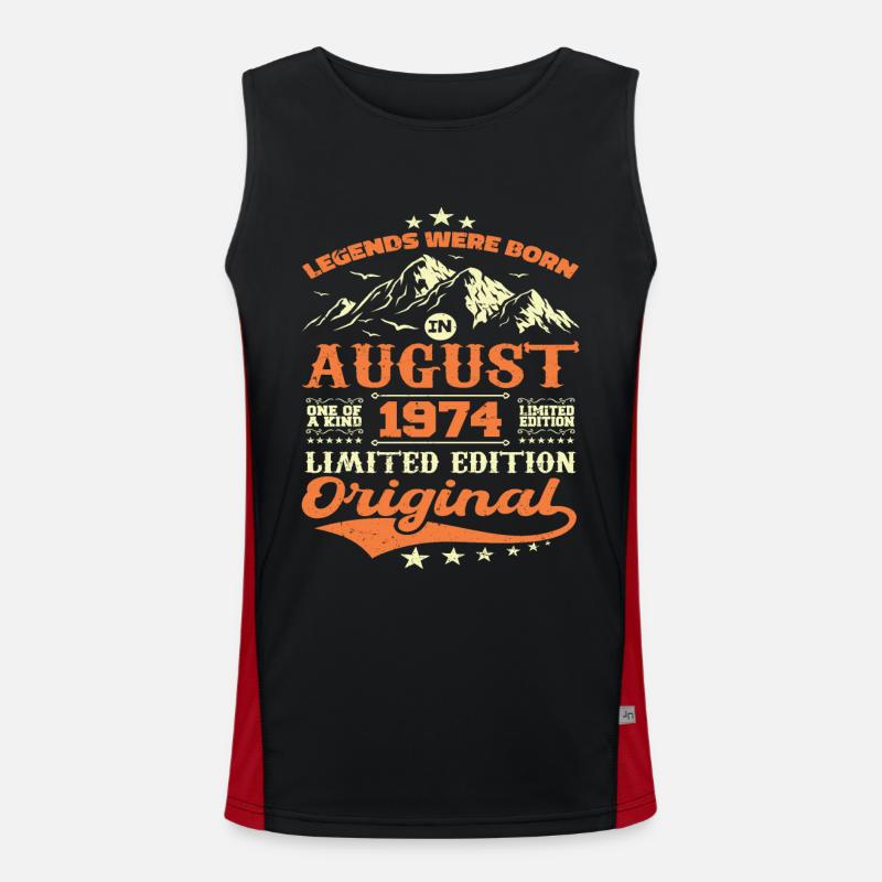 August 1974 Jubiläum 1974 Legenden August Funktionelles Kontrast-Tank Top für Männer 