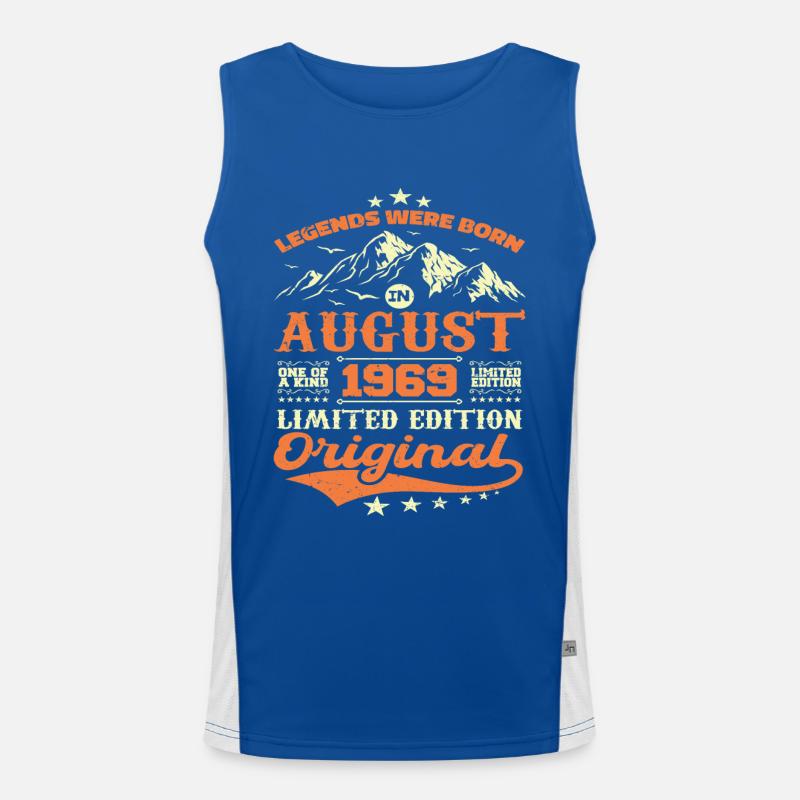 August 1969 Birthday 1969 legends August Men's Functional Contrast Tank Top 