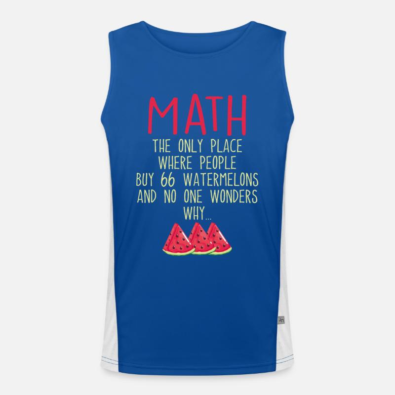 Math And Watermelons Mathematics Calculation Numbe Men's Functional Contrast Tank Top 