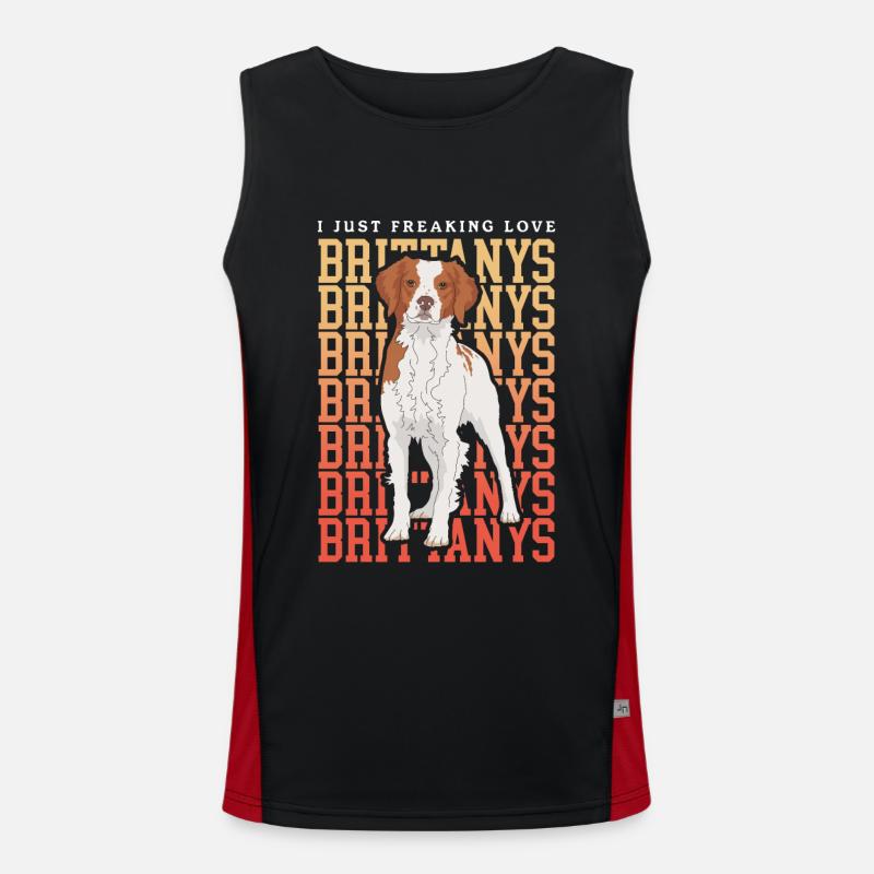 Brittany Pointing Dog Spaniel Breton Gift Men's Functional Contrast Tank Top 