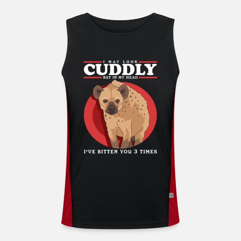 Hyäne Hyänen Tüpfelhyäne Geschenk - Funktionelles Kontrast-Tank Top für Männer  - Schwarz/Rot