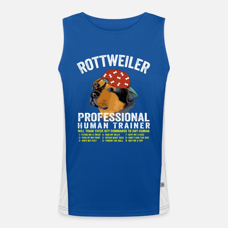Beautiful Rottweiler Pro Human Trainer Rottweiler Men's Functional Contrast Tank Top 