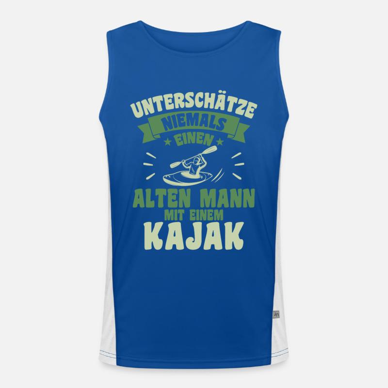 Alten mann mit einem Kajak Funktionelles Kontrast-Tank Top für Männer 