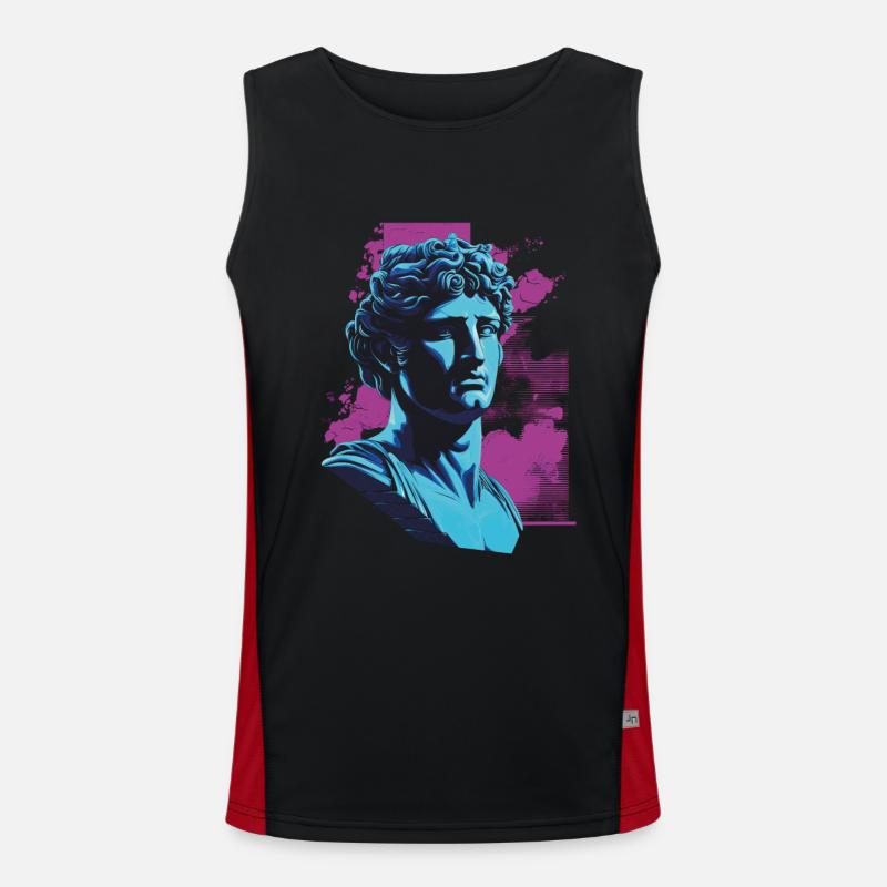80er Klassische griechische statue Synthwave Funktionelles Kontrast-Tank Top für Männer 