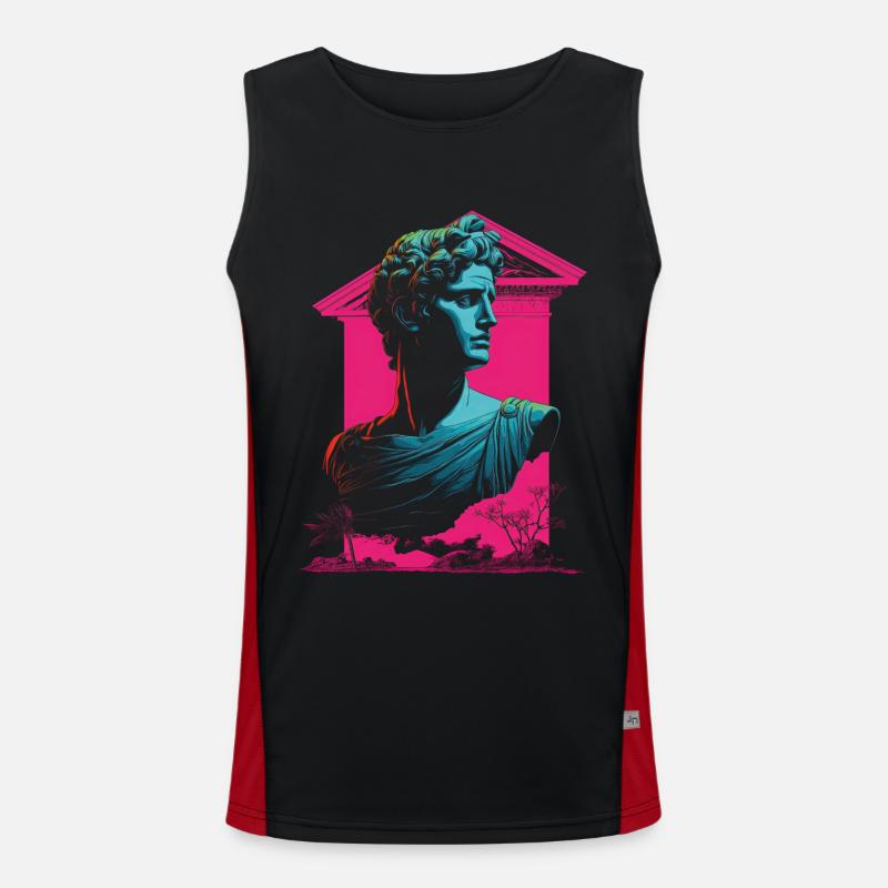80er Klassische griechische statue Synthwave Funktionelles Kontrast-Tank Top für Männer 